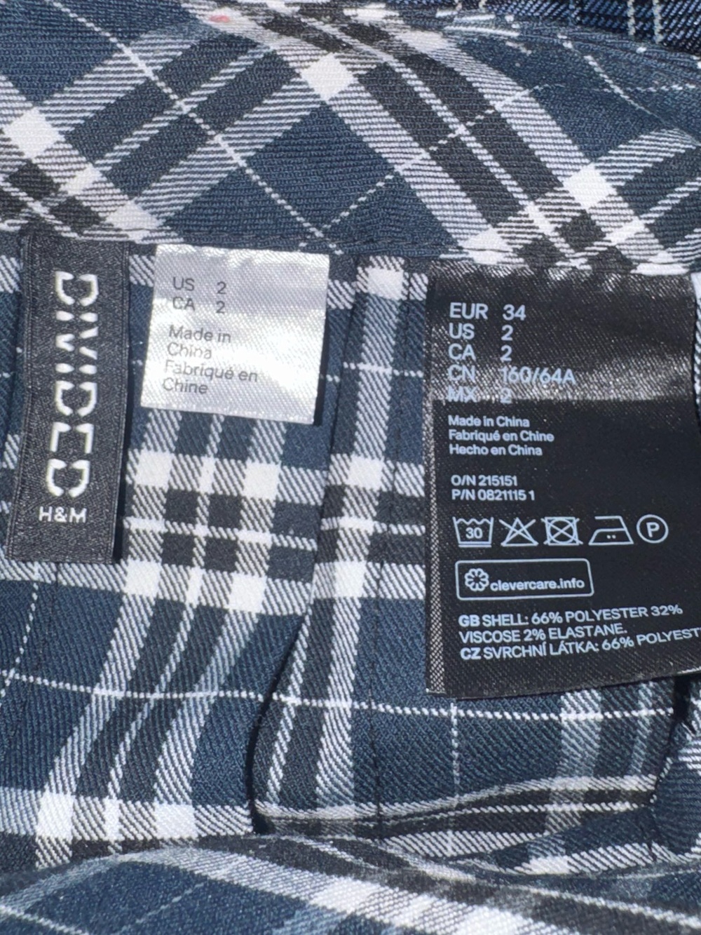 H&M Navy and White Plaid Pleated Skirt - Picture 4 of 4